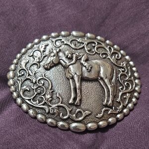 Nocona Silver Horse Design Belt Buckle